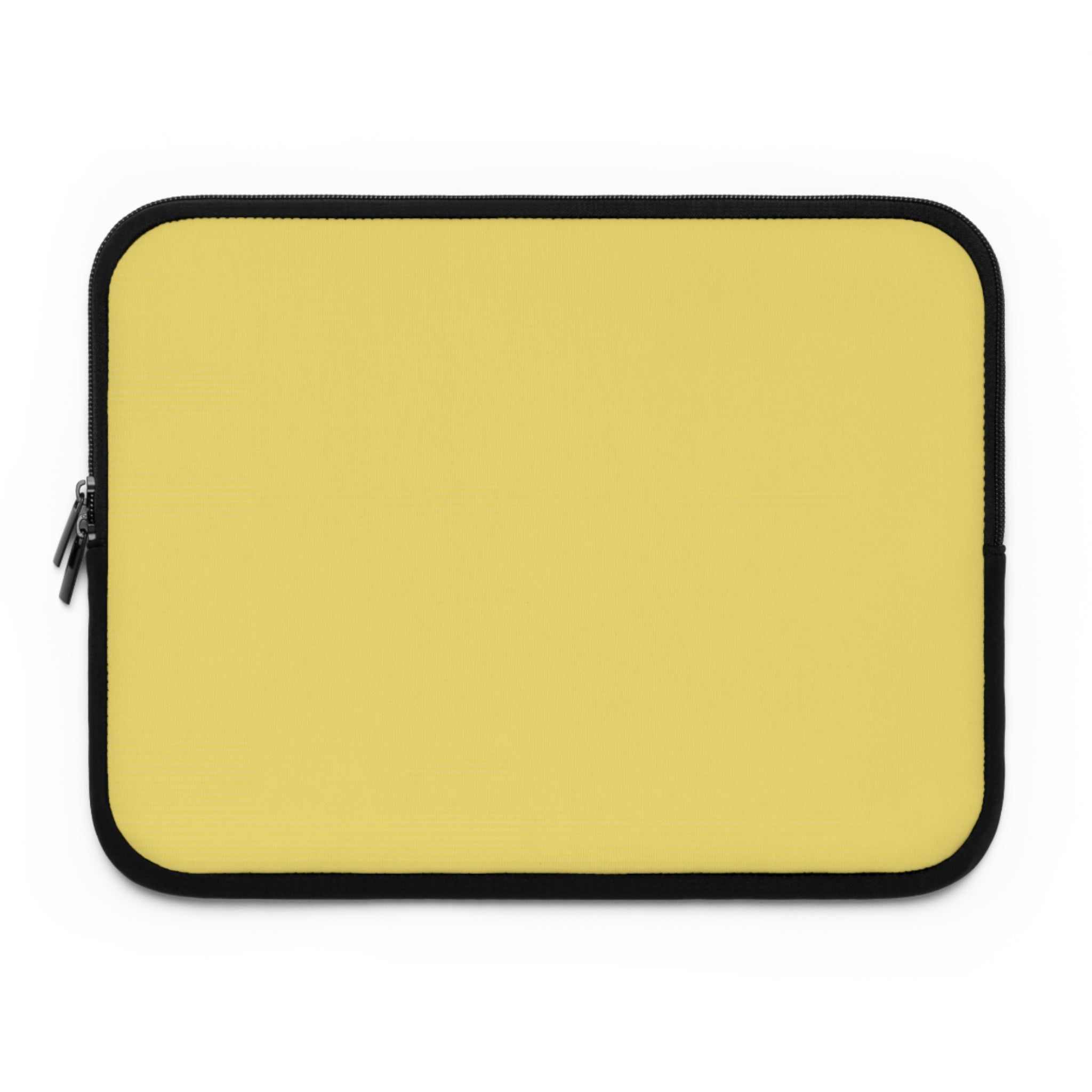 Lemon yellow neoprene laptop sleeve with soft foam lining and dual zipper, lightweight and waterproof protection for laptops.