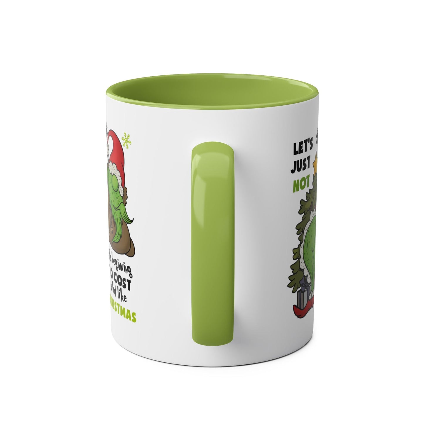 Grinch Christmas Mug with glossy finish featuring a fun design, 11oz ceramic, microwave and dishwasher safe.