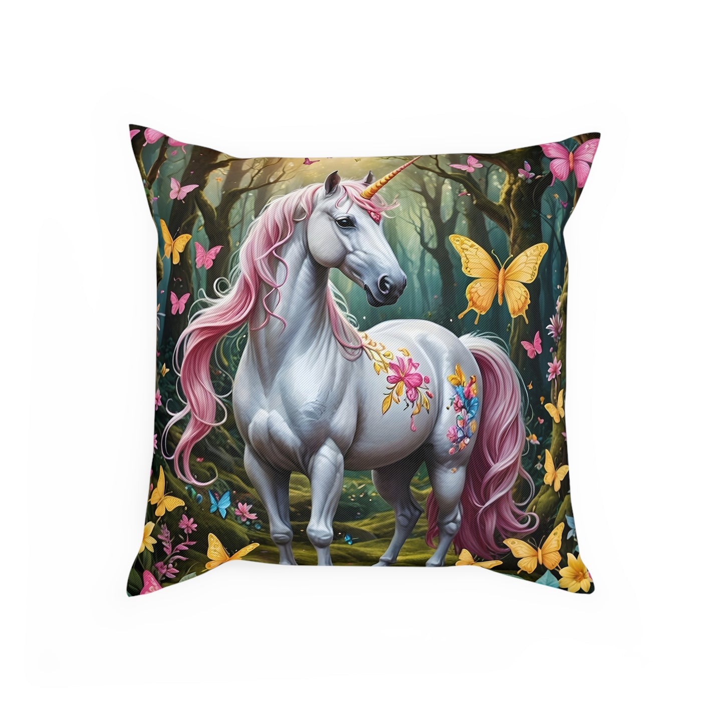 Beautiful Mythical Unicorn Cotton Drill Square Cushion