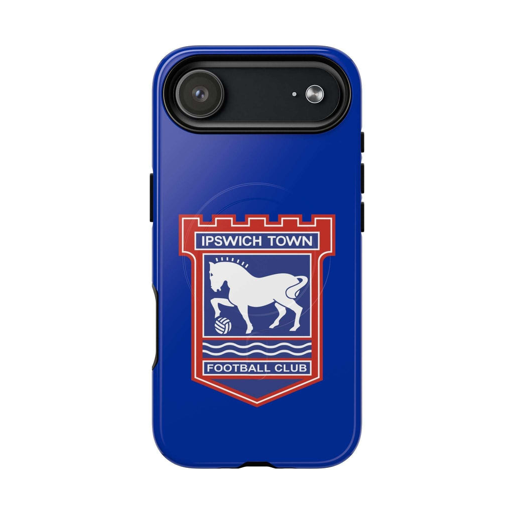 Ipswich Town MagSafe iPhone case with blue official-inspired crest and dual-layer protection