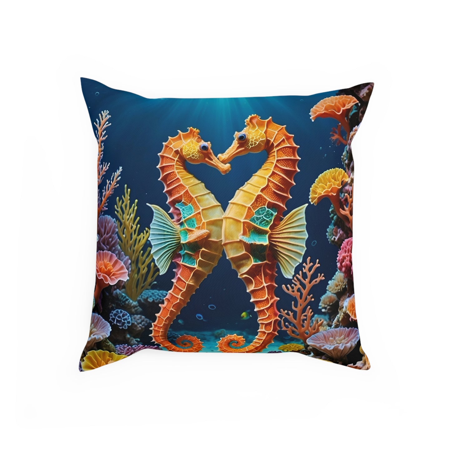 Seahorses Cotton Drill Square Cushion