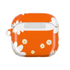 Orange Daises AirPods protective hard shell case with vibrant orange daisy pattern, slim and durable design, compatible with AirPods and AirPods Pro