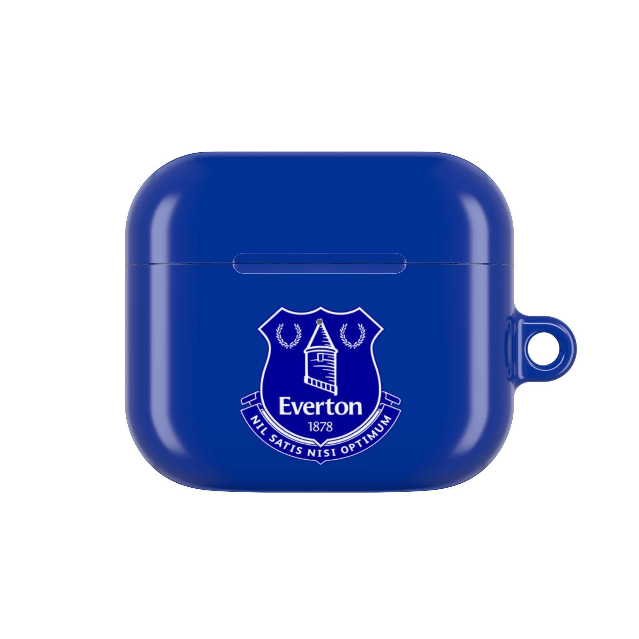Everton FC AirPods protective hard case in blue with club crest and glossy finish