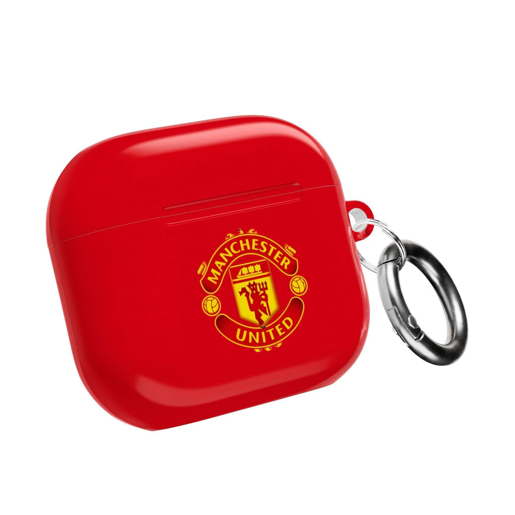 Red Manchester Utd FC AirPods protective case with club crest and keyring attachment