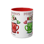 Personalised Bestie Christmas Mug with cute holiday design and names, 11oz ceramic, microwave safe.