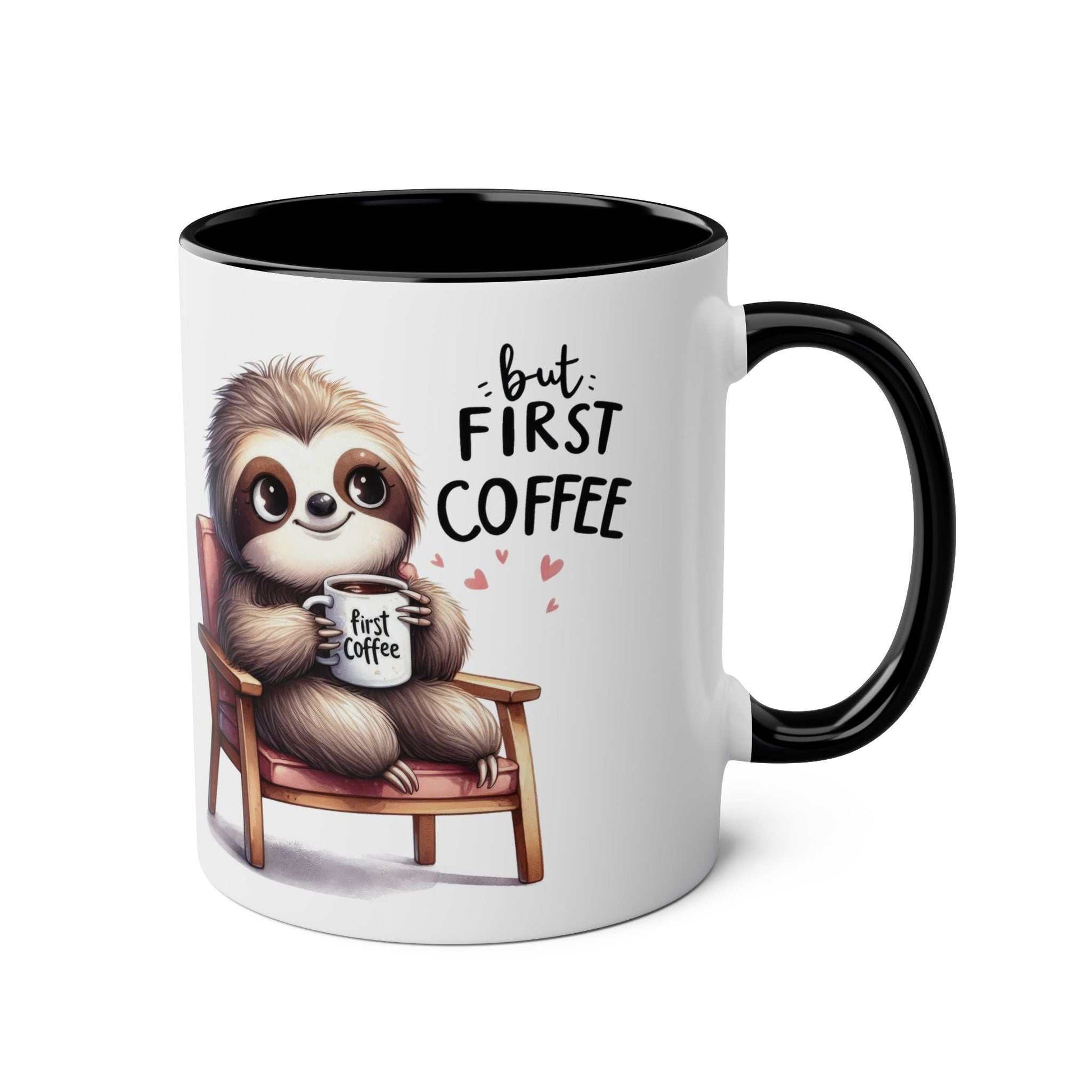 Cute sloth coffee mug with whimsical sloth design, ideal for animal lovers.