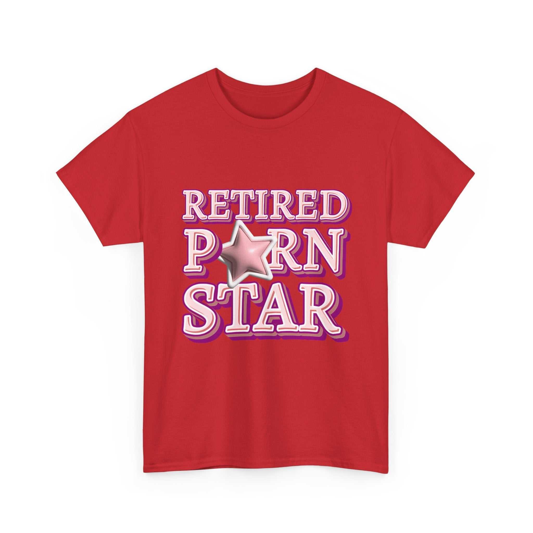 Black Retired Porn Star T-Shirt with bold humorous print, 100% cotton, soft and breathable design