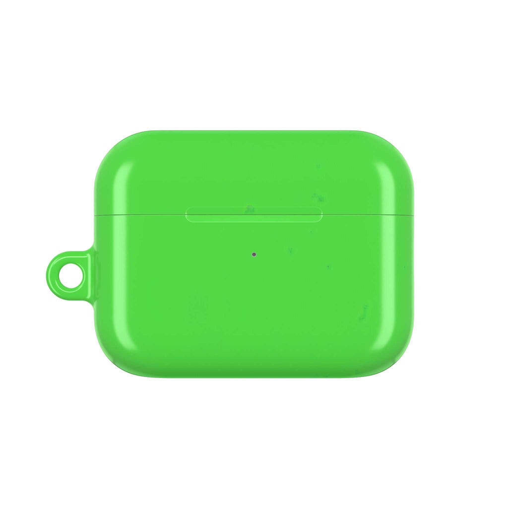 Lime green hard shell AirPods protective case with glossy finish and secure fit