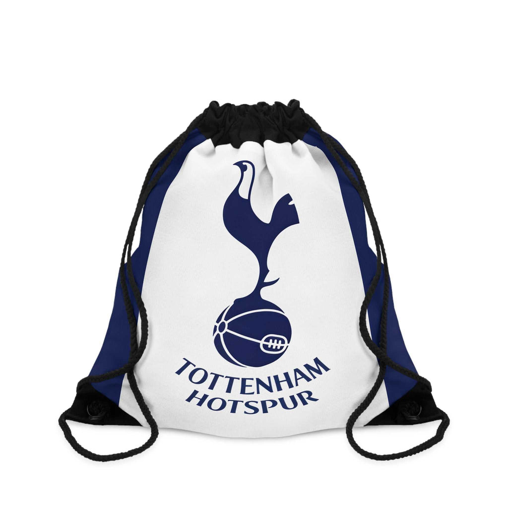 Tottenham Hotspur FC drawstring bag in white and navy with cockerel crest, lightweight polyester, gym and casual use