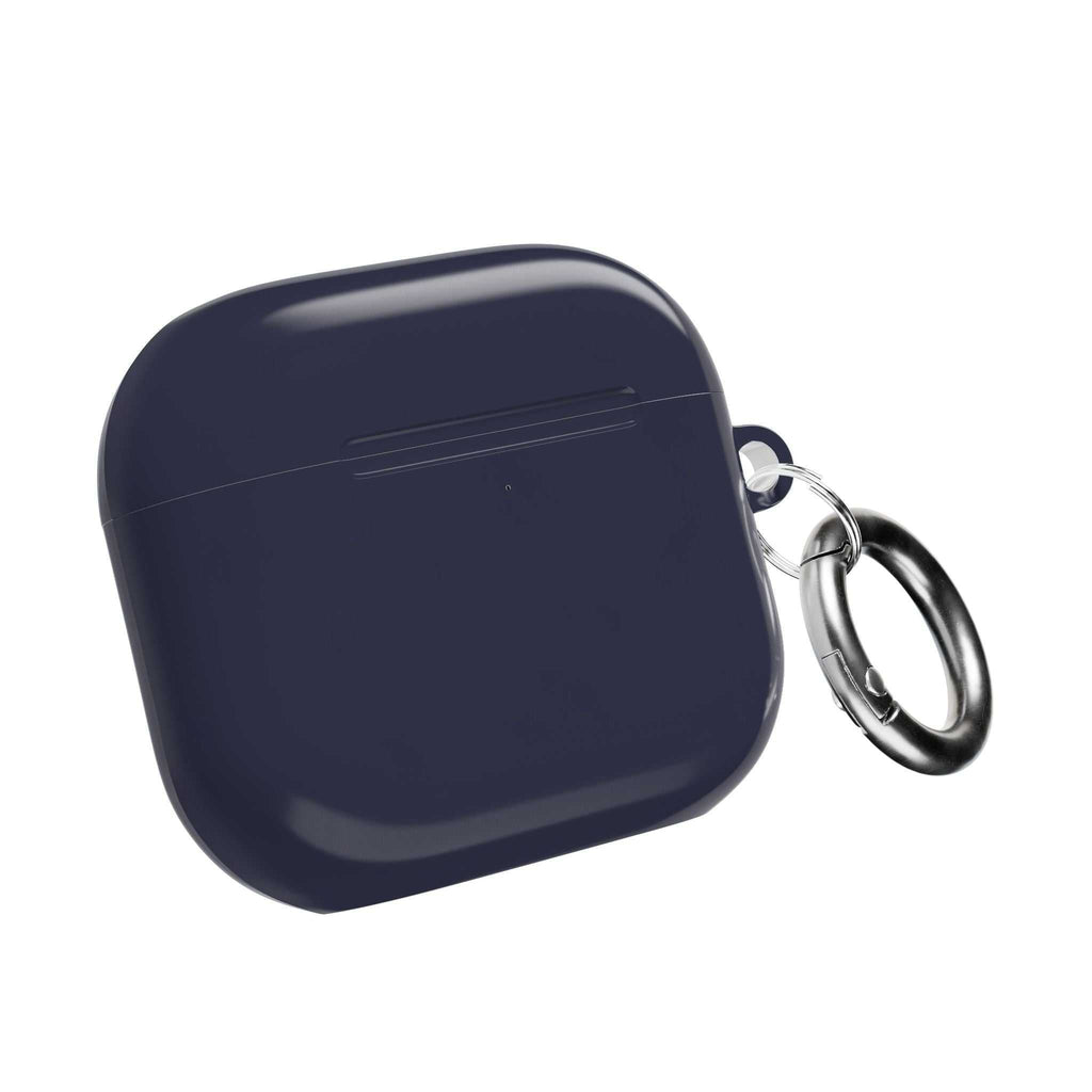 Deep blue hard shell protective case for AirPods and AirPods Pro with keyring and glossy finish