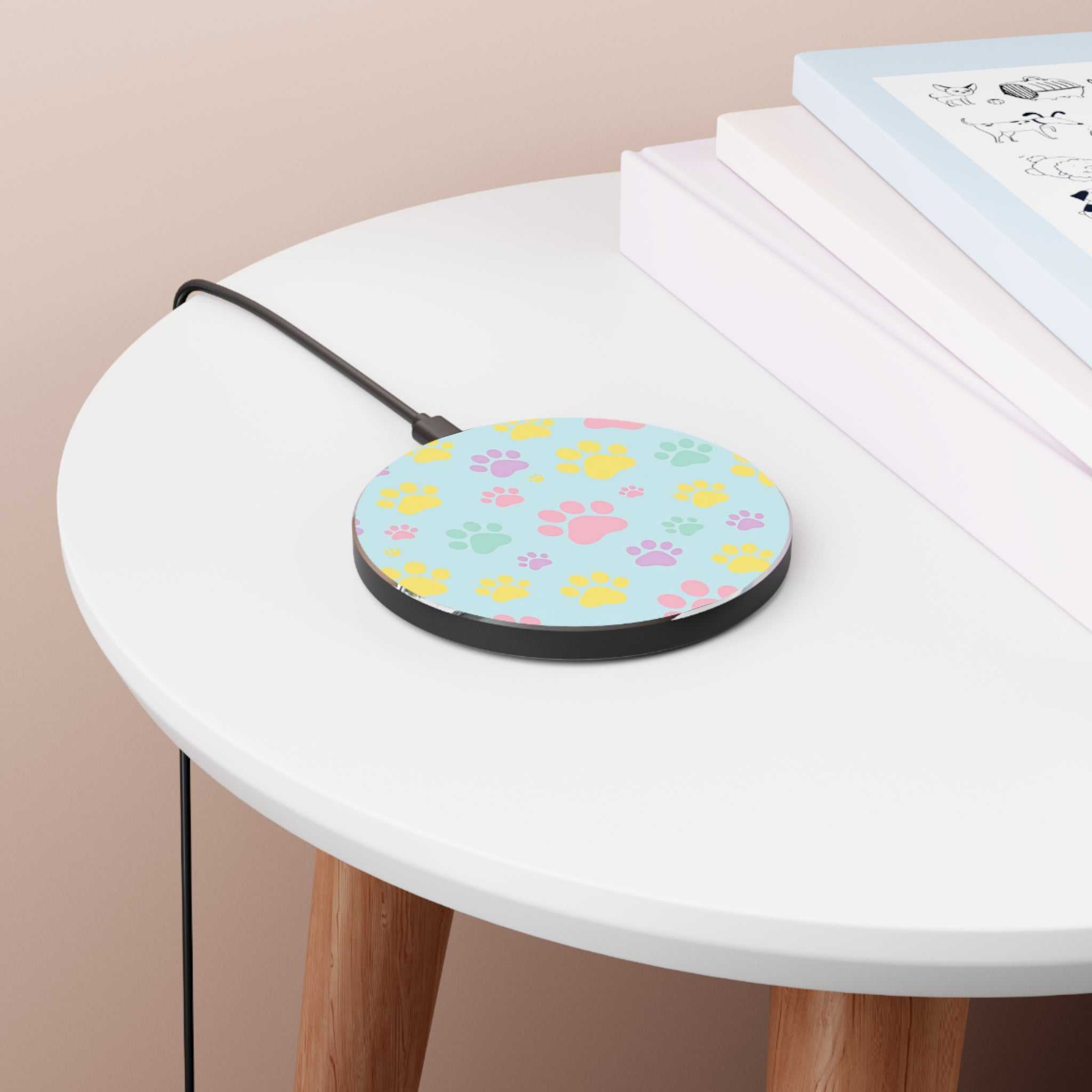 Pastel Doggy Paw Design Wireless Charger