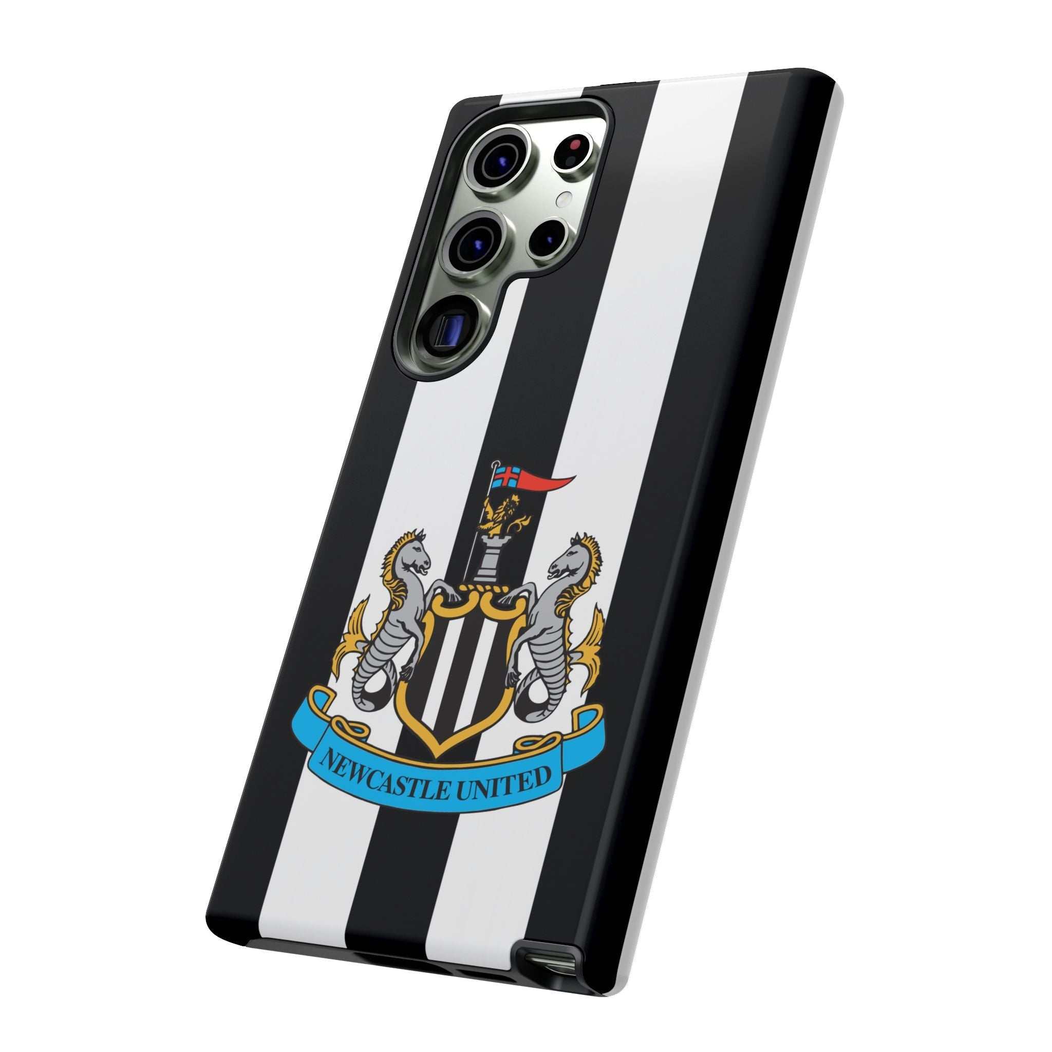 Newcastle United magnetic Samsung phone case with black and white colors and protective dual-layer design