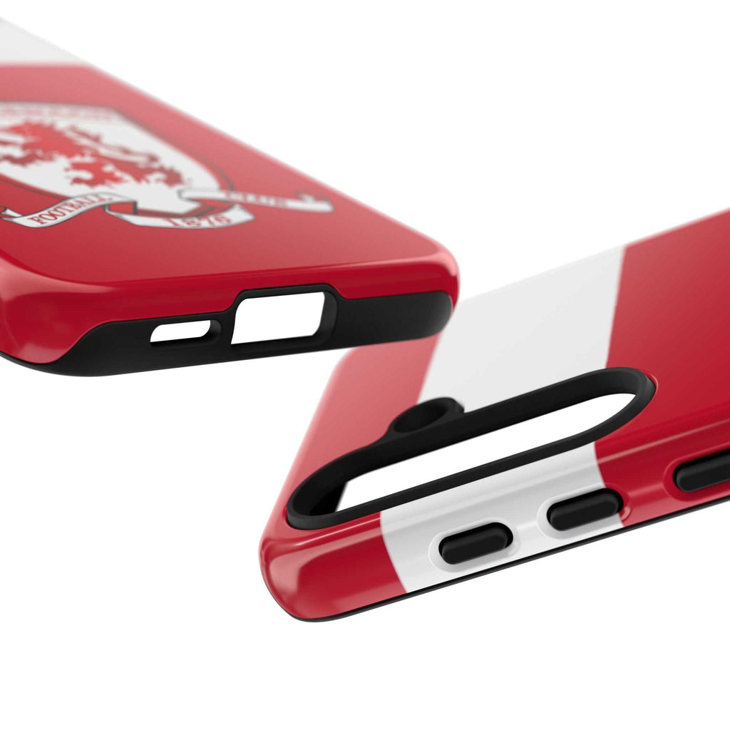 Middlesbrough Magnetic Samsung Case with red colors, official-inspired crest, dual-layer protection, and wireless charging compatibility