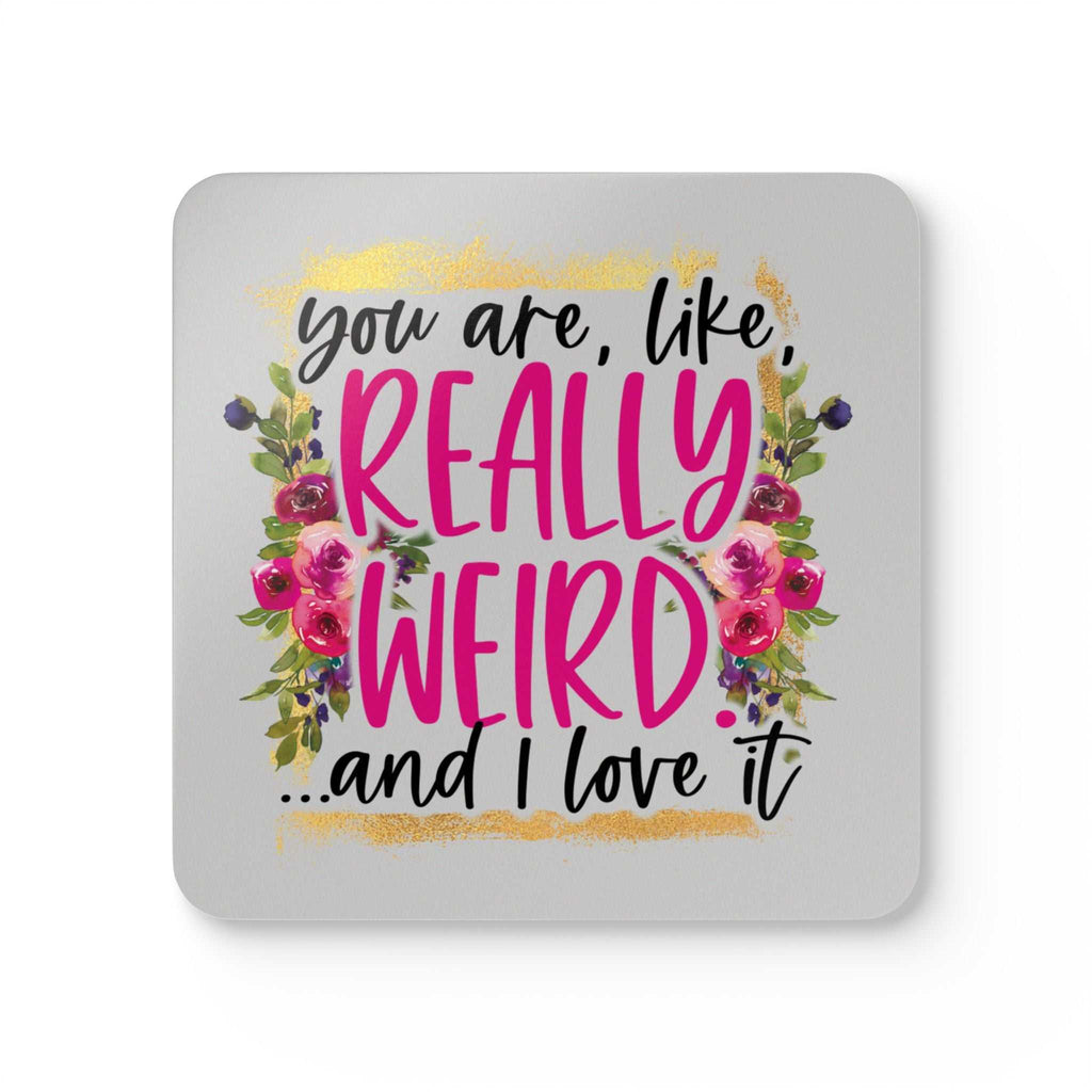Really Weird Coaster Set with playful design and floral accents