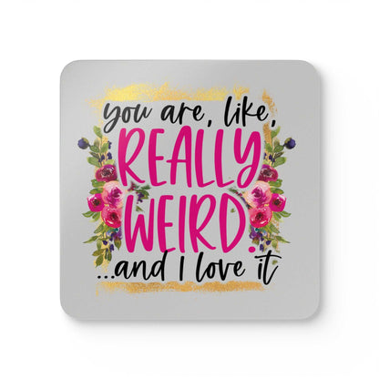 Really Weird Coaster Set with playful design and floral accents