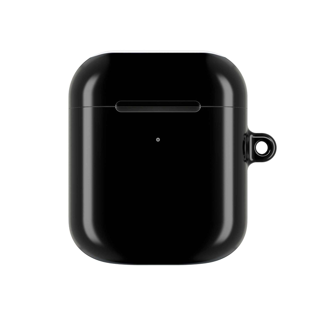 Black AirPods and AirPods Pro hard shell protective case with glossy finish and keyring loop