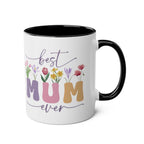 Best Mum Ever Mother's Day gift mug with floral design and black interior.