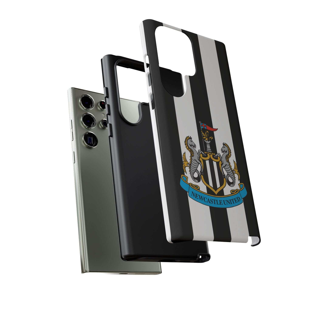 Newcastle United Samsung phone case with black and white colors and magnetic wireless charging support
