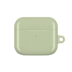 Sage green hard shell AirPods protective case with glossy finish and secure fit