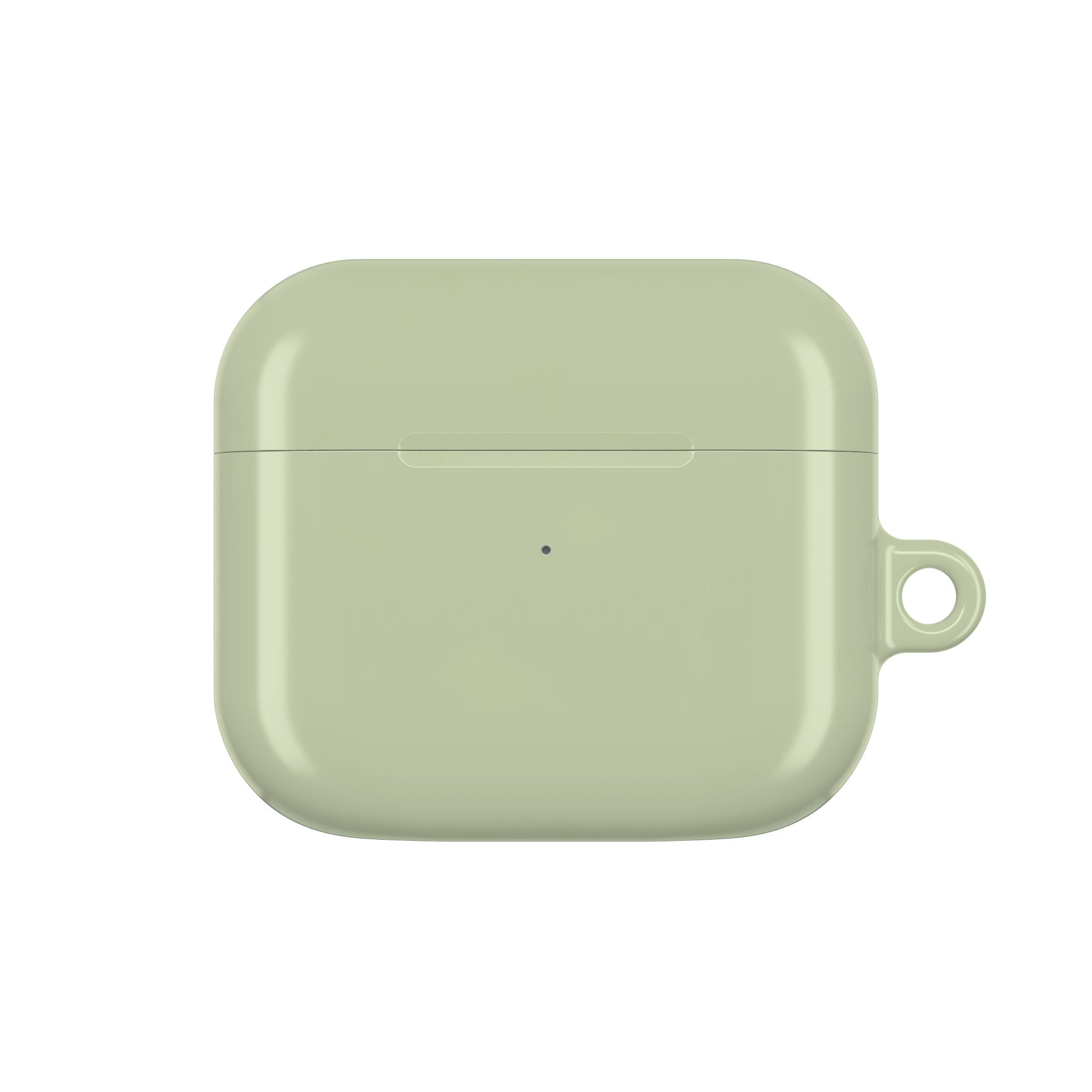Sage green hard shell AirPods protective case with glossy finish and secure fit
