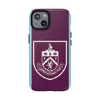Burnley FC MagSafe iPhone Case with claret and blue colors and club crest, dual-layer protection, and MagSafe compatibility