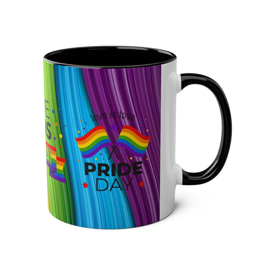 LGBTQ+ Pride Mug with Rainbow Design and "Love is Love" Message, Ceramic, 11oz, Microwave & Dishwasher Safe.