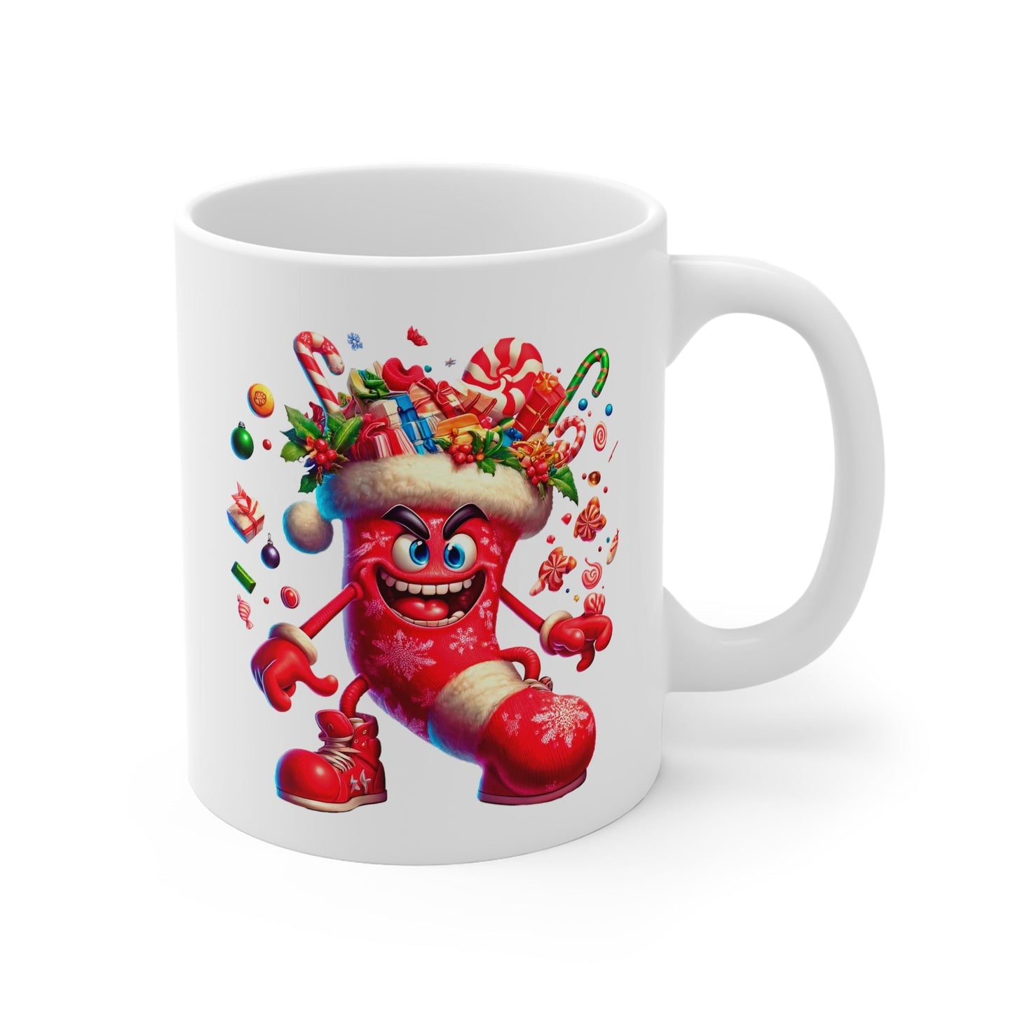 Festive Rude Christmas Mug with playful design, glossy finish, and cheeky artwork.