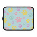 Pastel doggy paw design colorful neoprene laptop sleeve with dual zipper and foam lining