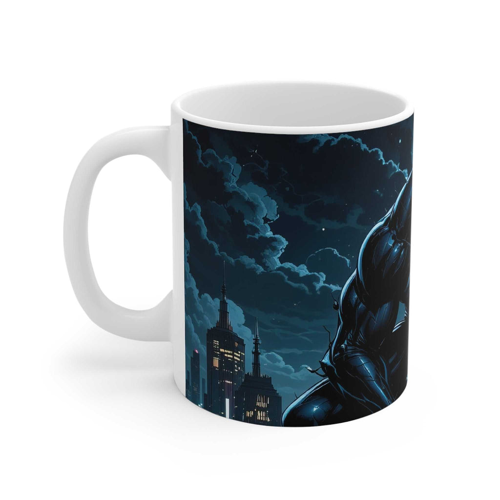 11oz glossy ceramic Venom-inspired coffee mug with superhero design, microwave and dishwasher safe