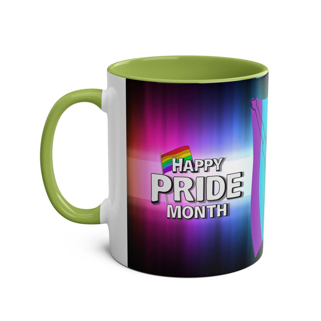 LGBTQ+ Pride Mug with vibrant rainbow design and "Happy Pride Month" text.