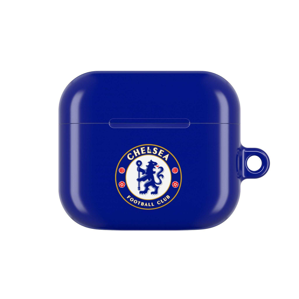 Chelsea FC AirPods protective case in royal blue with club crest and shock-resistant hard shell design
