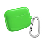 Lime green hard shell AirPods protective case with carabiner clip and glossy finish