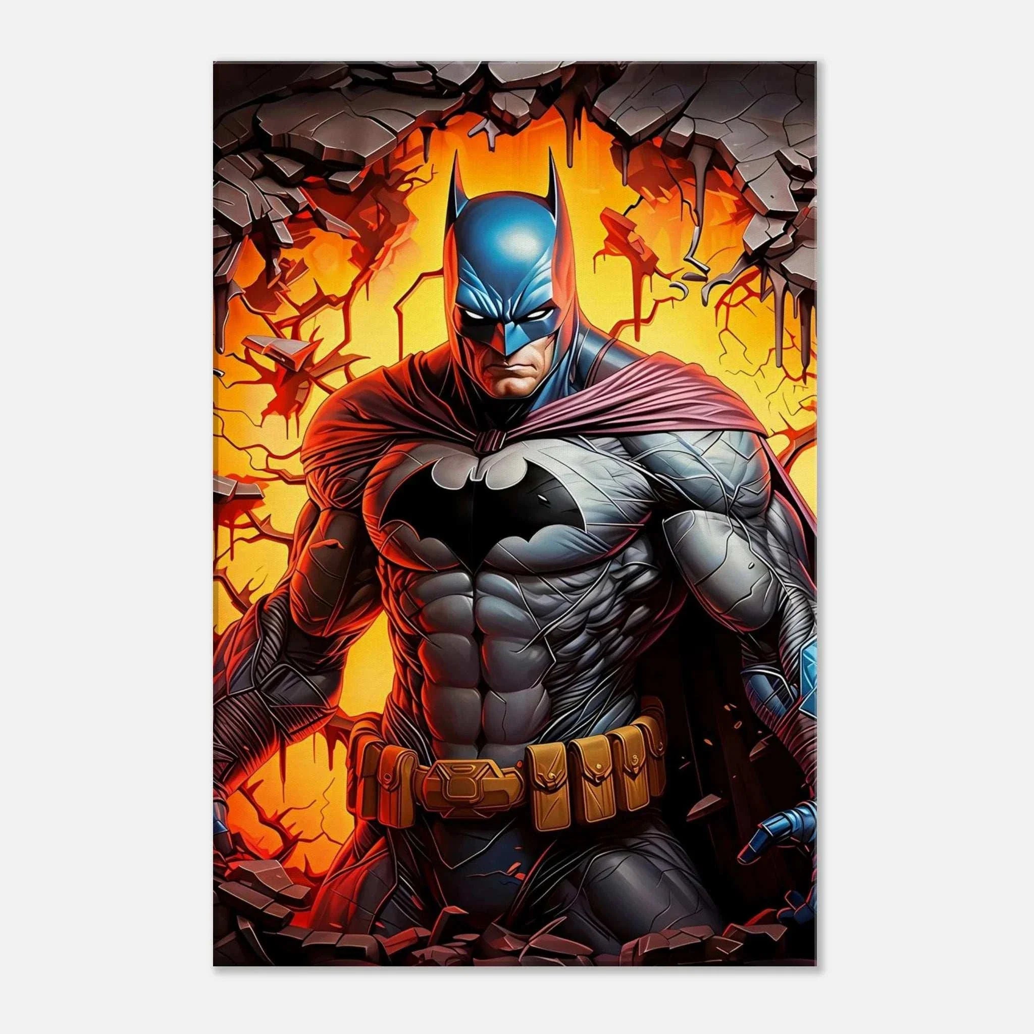 Batman wall canvas with bold print, depicting Gotham's protector, perfect for adding mystery and strength to any room.