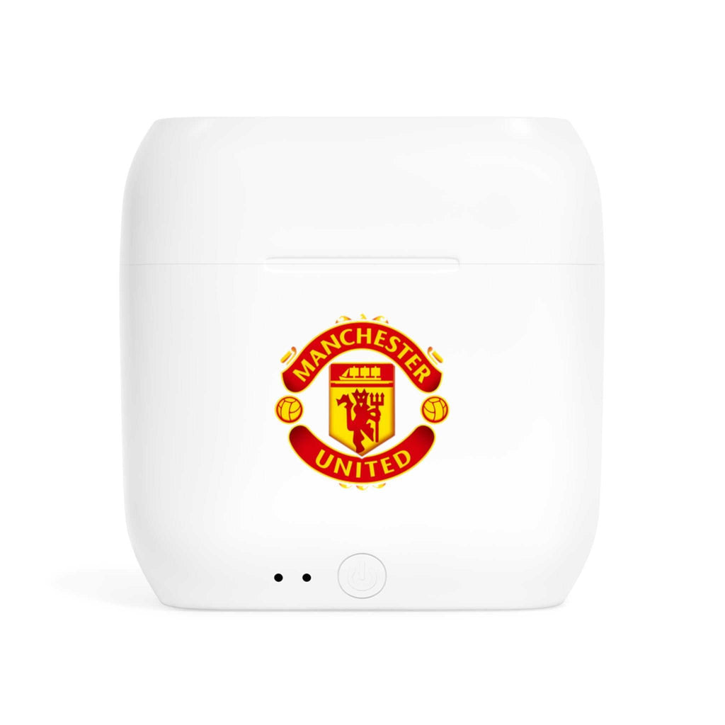 Manchester Utd wireless earbuds charging case with fan-inspired club crest design