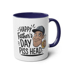 Fun Father's Day Gift Mug with humorous design, featuring a blue handle and rim, perfect for Father's Day.