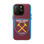 West Ham Utd MagSafe iPhone case in claret and blue with club crest, durable dual-layer protection and wireless charging compatibility