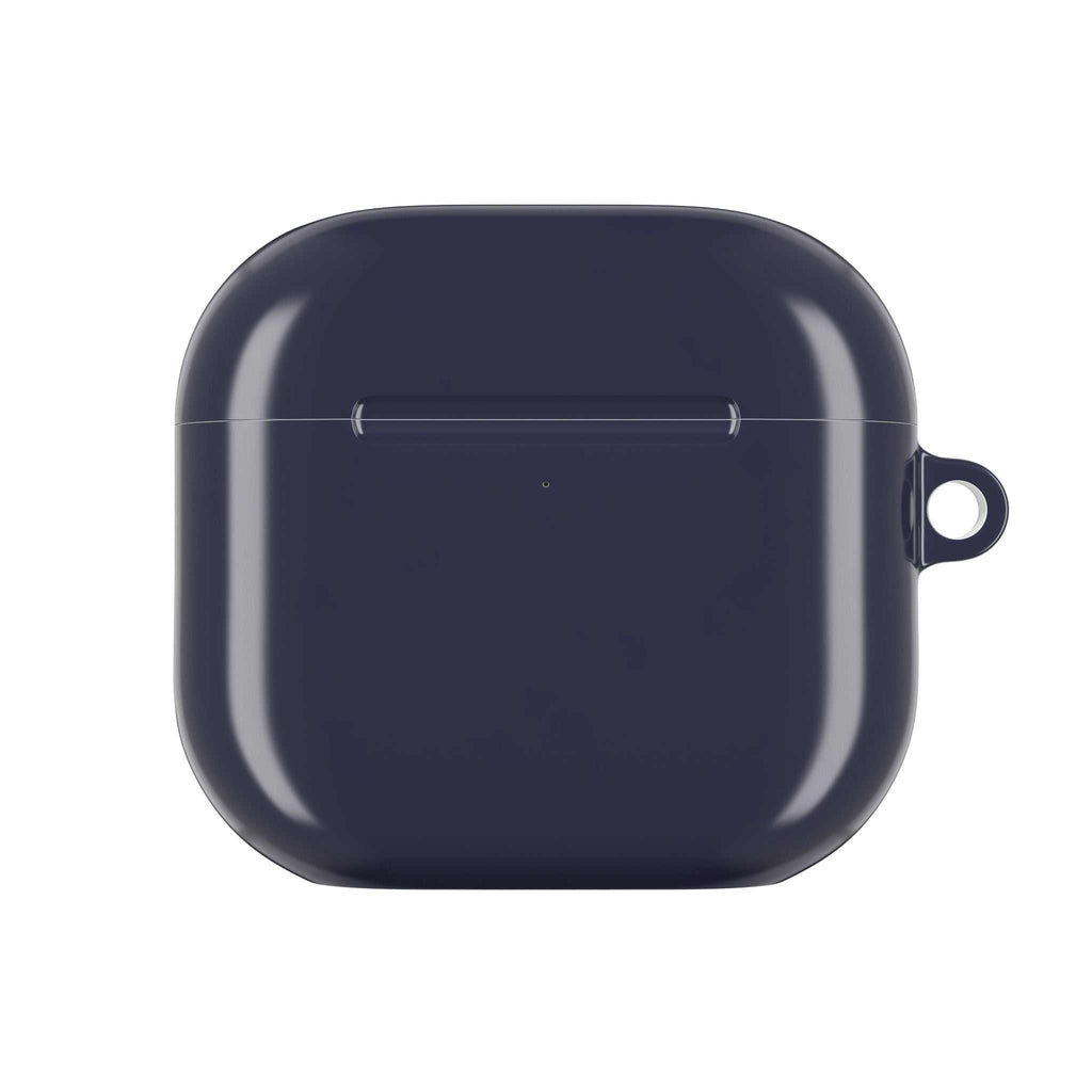 Deep blue hard shell protective case for AirPods and AirPods Pro with glossy finish and wireless charging compatibility