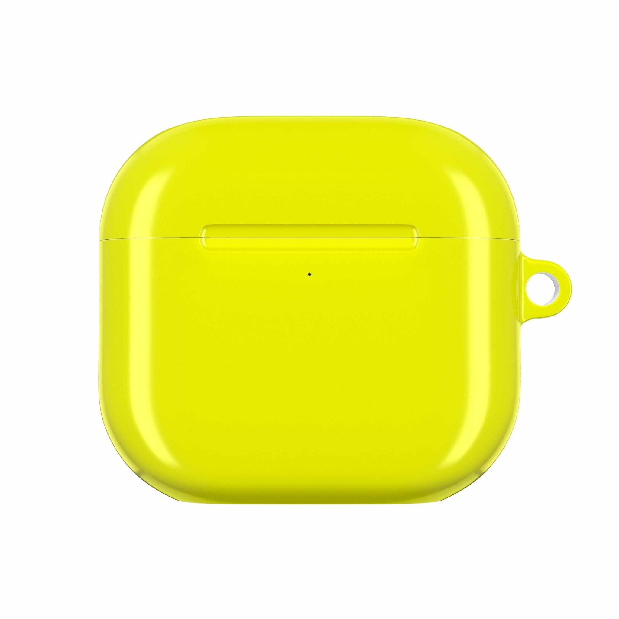Yellow hard shell protective case for AirPods and AirPods Pro with glossy finish and wireless charging compatibility