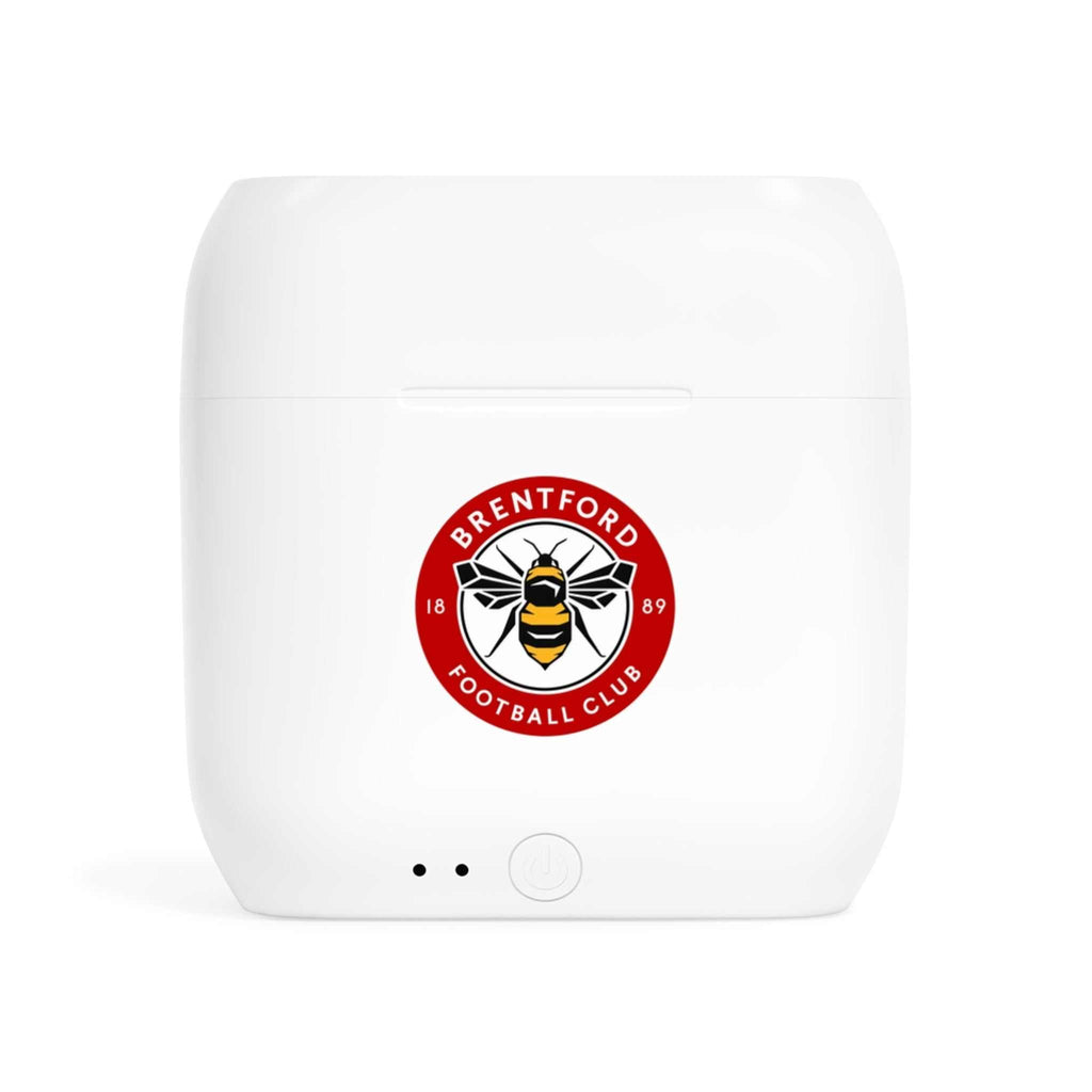 Brentford Fc wireless Essos earbuds charging case with fan-inspired club crest design