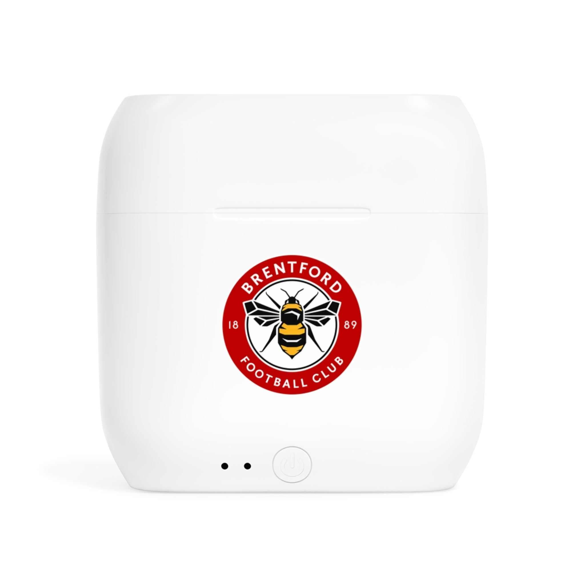 Brentford Fc wireless Essos earbuds charging case with fan-inspired club crest design