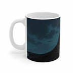 Batman themed ceramic coffee mug with dark night Gotham skyline design and glossy finish, 11oz, microwave and dishwasher safe