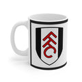 Fulham FC mug with Craven Cottage design white and black ceramic cup