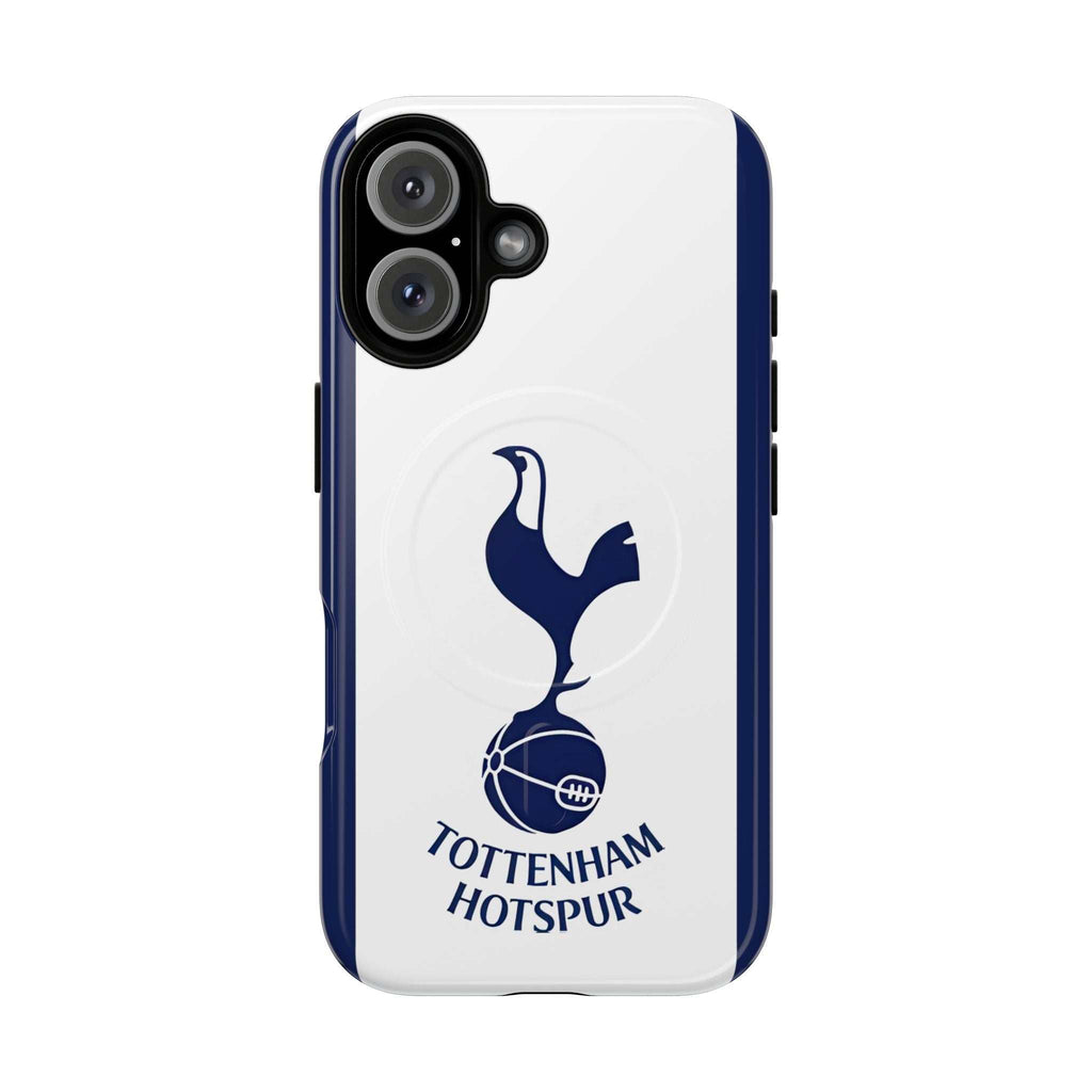 Tottenham FC MagSafe iPhone case with navy and white colors, official-inspired crest, dual-layer protection, and MagSafe compatibility