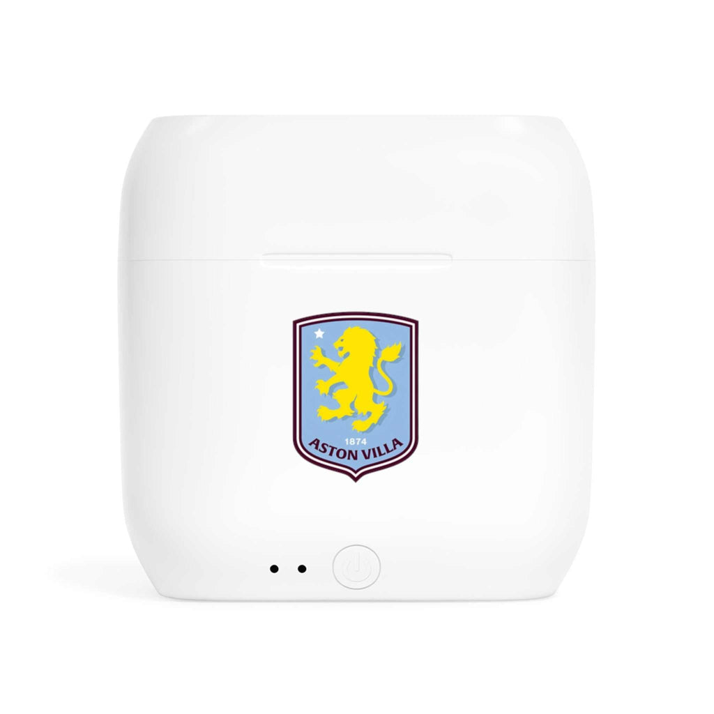 Aston Villa Wireless Essos Earbuds charging case with fan-inspired club crest logo