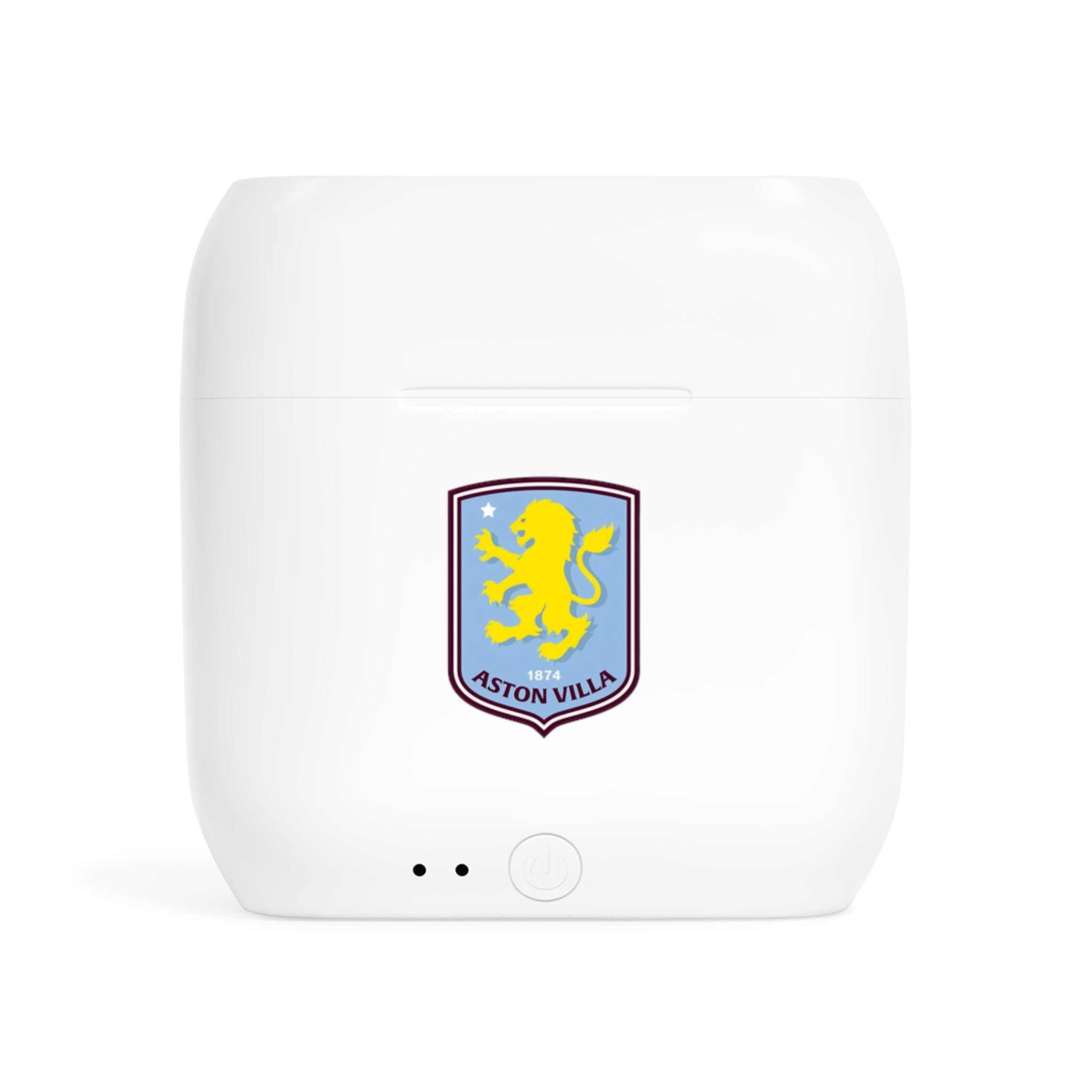 Aston Villa Wireless Essos Earbuds charging case with fan-inspired club crest logo
