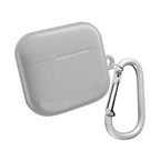 Silver AirPods Pro protective case with glossy finish and carabiner clip