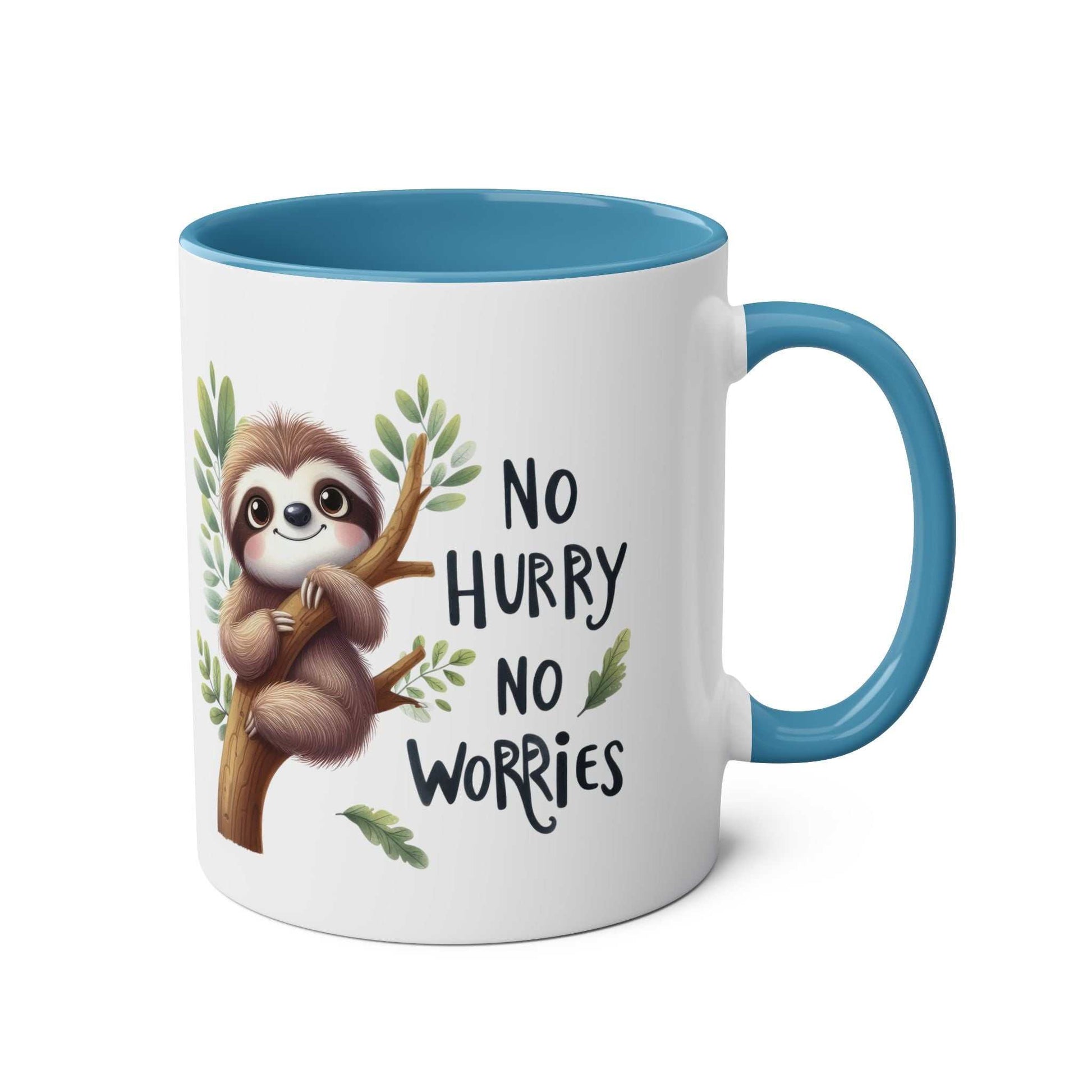 Cute sloth coffee mug with whimsical design, perfect for animal lovers.