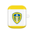 Leeds Utd FC AirPods protective case in white and yellow with club crest for AirPods and AirPods Pro
