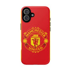 Manchester United MagSafe iPhone case with red design and club crest, dual-layer protection, and MagSafe compatibility
