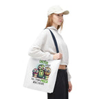 Fun cactus tote bag with cheeky design, durable spun polyester, multiple sizes and handle colors for everyday use